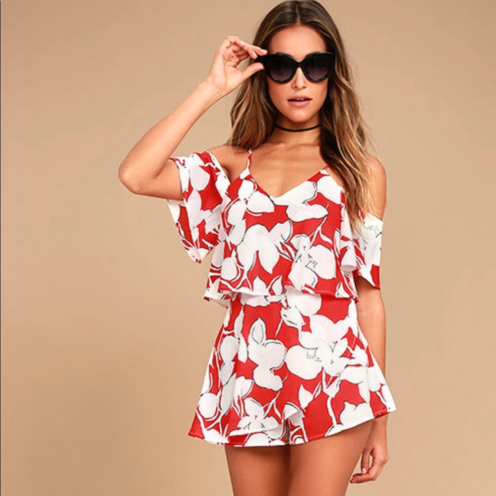 J.O.A Akela Red Floral skort dress